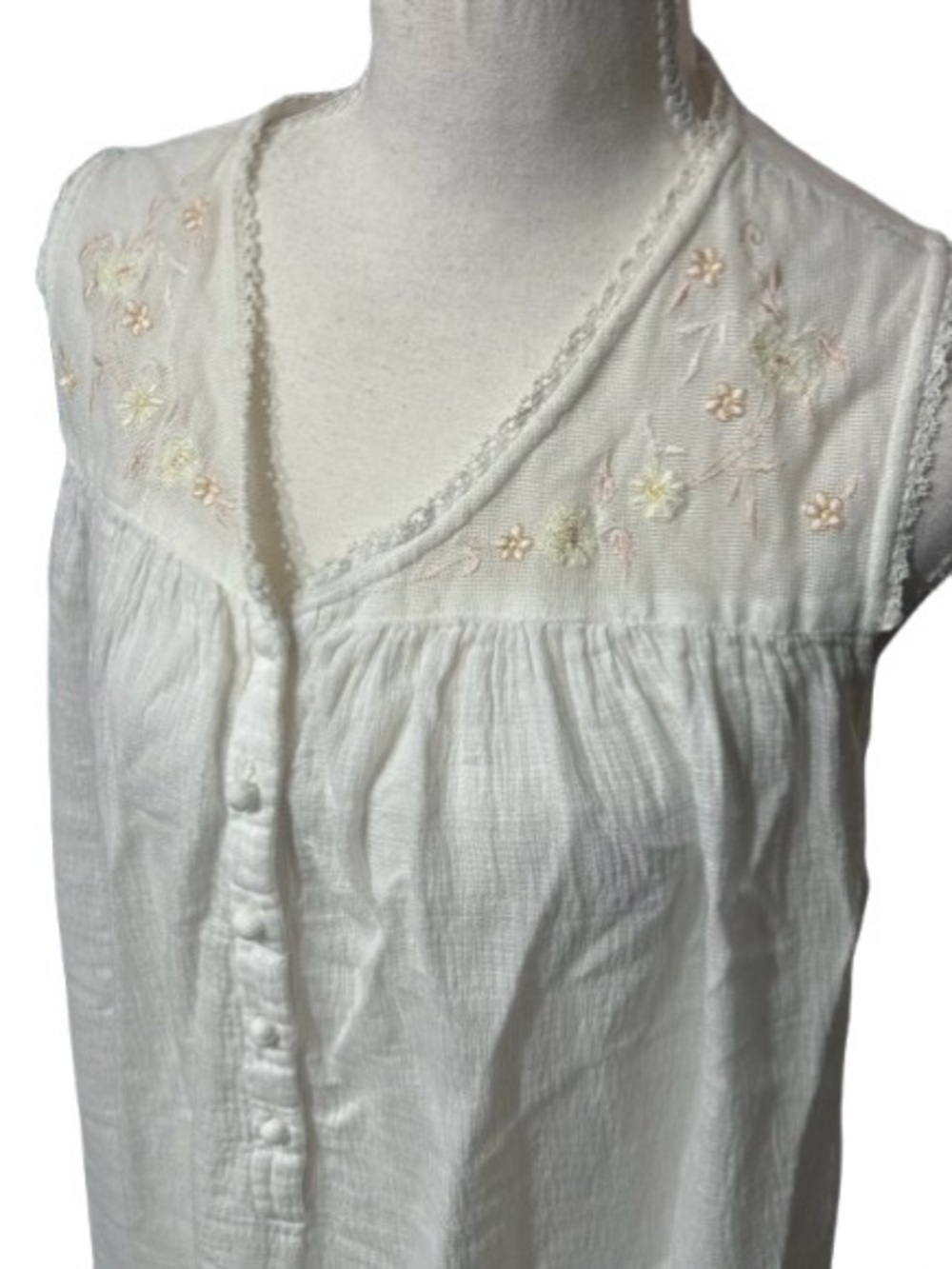 THE SWEETEST 100% Cotton Embroidered APRIL CORNELL Nightgown Loungewear XL  Y2K